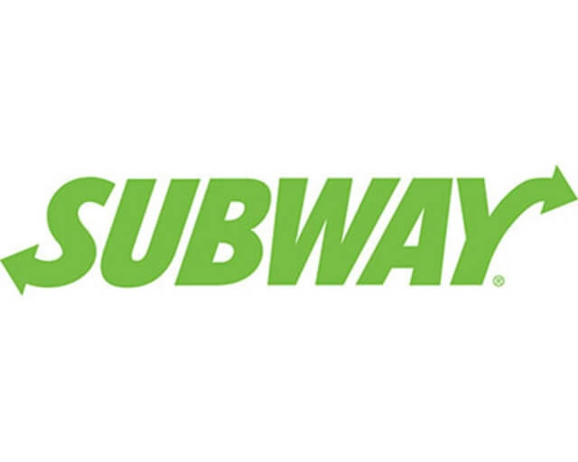 Green arrow pointing right with the word 'SUBWAY' in bold, sans-serif font in Grand County Colorado.